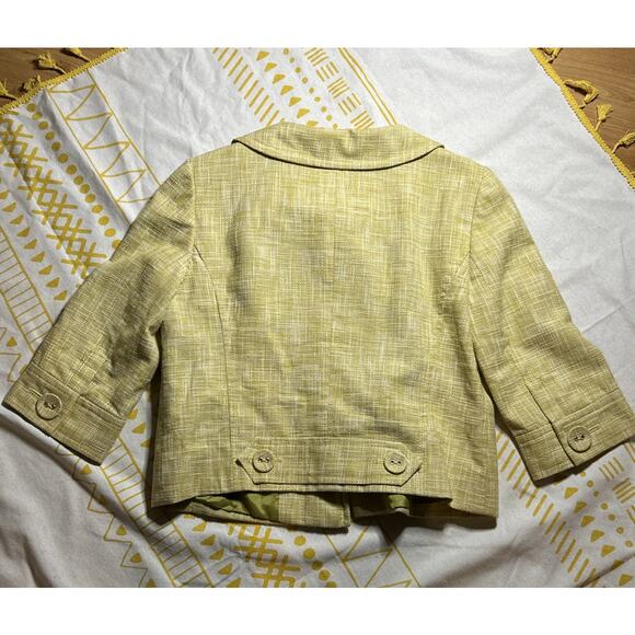 Ann Taylor Loft Tweed Blazer Jacket Yellow Size 8 3/4 Sleeves Button Front Women - Picture 6 of 10
